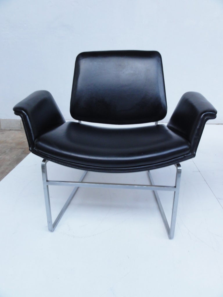 Mid-Century Modern Rare pair Illum Wikkelso easy chairs for Arflex Italy 1964