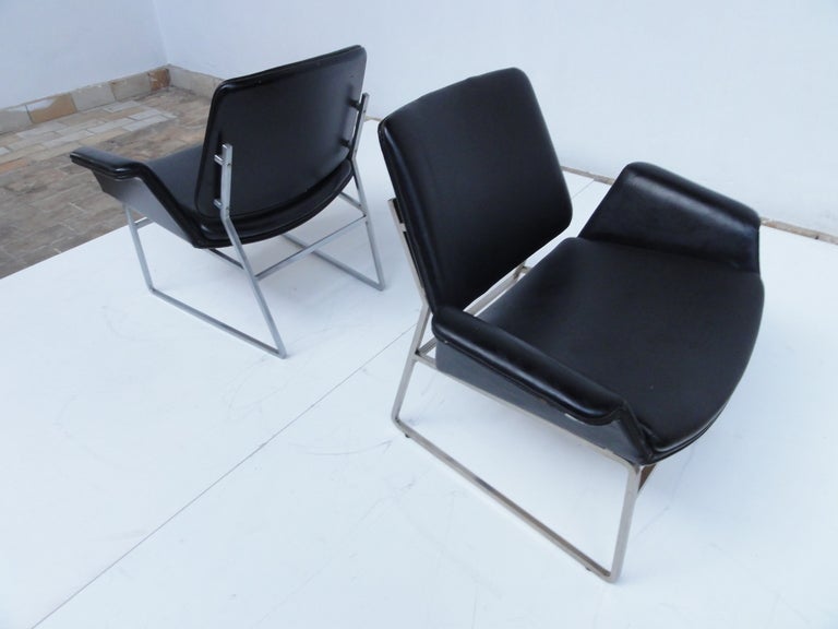 Rare pair Illum Wikkelso easy chairs for Arflex Italy 1964 2