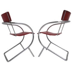 Pair of 1932 Dutch Avant Garde, Model 32 Chairs by Paul Schuitema for D3