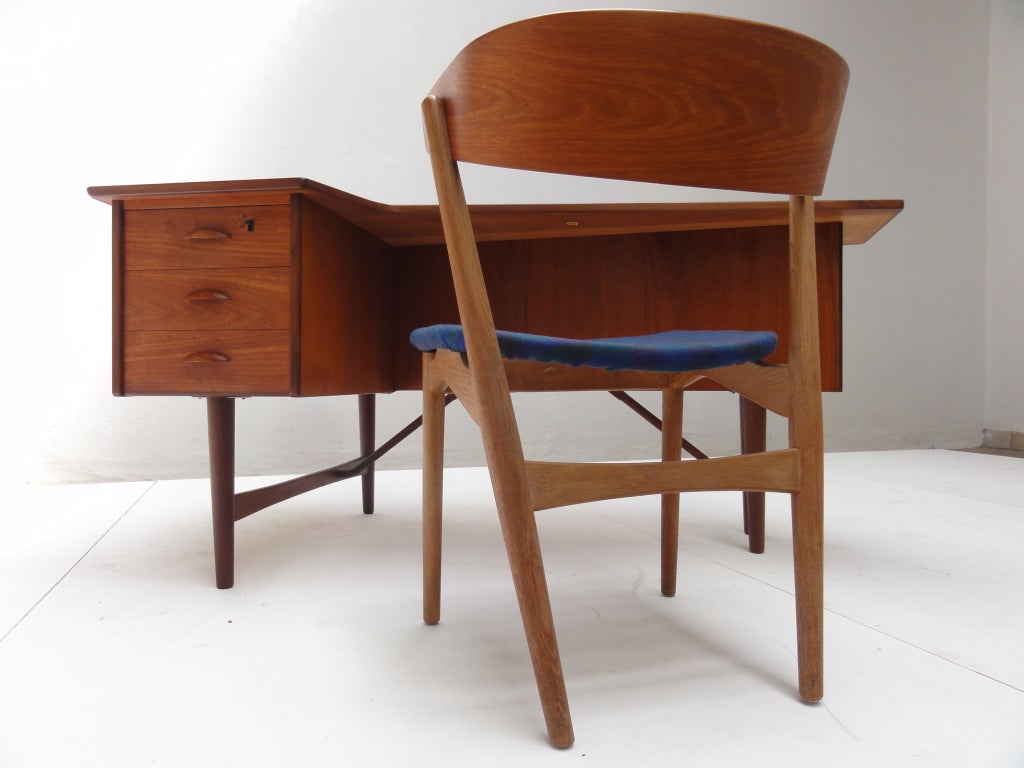 Peter Nielsen Løvig teak writing desk Denmark 1958