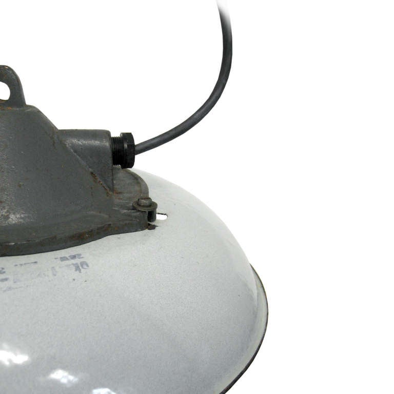 Mid-20th Century Homi White (2 in stock)  White Enamel Industrial Lamp