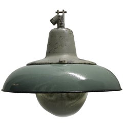 Fleuri bliue/green XL |  enamel industrial lamp (1x)