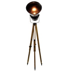 Vintage Relbos | Industrial Spotlight On  Wooden Tripod (1x)