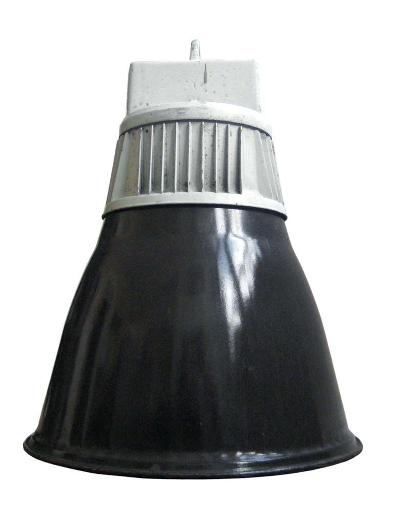 Black industrial hanging lamp, with green / grey cast aluminium top. weight: 5.0 kg / 11 lb. 

All lamps have been made suitable by international standards for incandescent light bulbs, energy-efficient and LED bulbs with an E27 socket, max 150W.