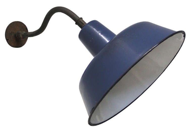 Hatvan Blue enamel, Cast iron arm, wall lamp (4x) at 1stDibs