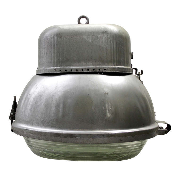 Oval factory / street light. Aluminium cover with light green ribbed glass. Weight | 4.5 kg / 9.9 lb.

All lamps have been made suitable by international standards for incandescent light bulbs, energy-efficient and LED bulbs with an E27 socket,