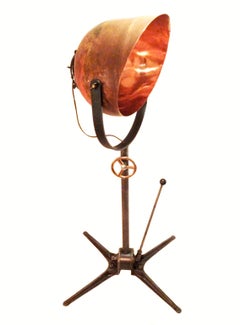 Unique Industrial Copper Lamp made from Industrial Parts on Cast Iron Stative