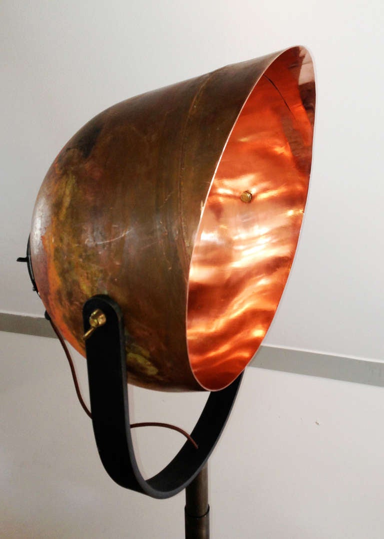 Unique Industrial Copper Lamp made from Industrial Parts on Cast Iron Stative 1