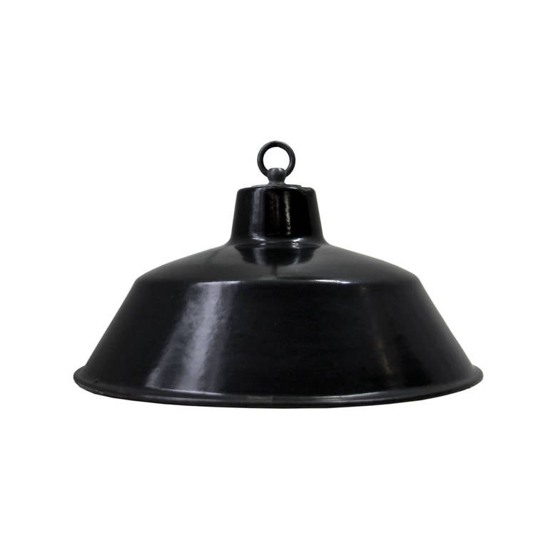 French vintage industrial design classic. Black enamel white interior. Weight 1.4 kg / 3.1 lb. 

All lamps have been made suitable by international standards for incandescent light bulbs, energy-efficient and LED bulbs with an E27 socket, max