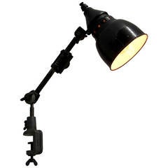 Rare Bauhaus Work light with Enamel Shade and Bakelite Top