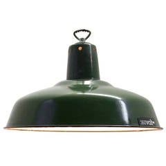 Dour Dark Green Vintage French Industrial Pendant, One Available