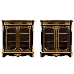 A Pair of French 19th Century Napoleon III Period Boulle Vitrines