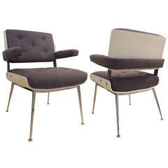 A Pair of Armchairs in Chrome and Lacquer by Alain Richard
