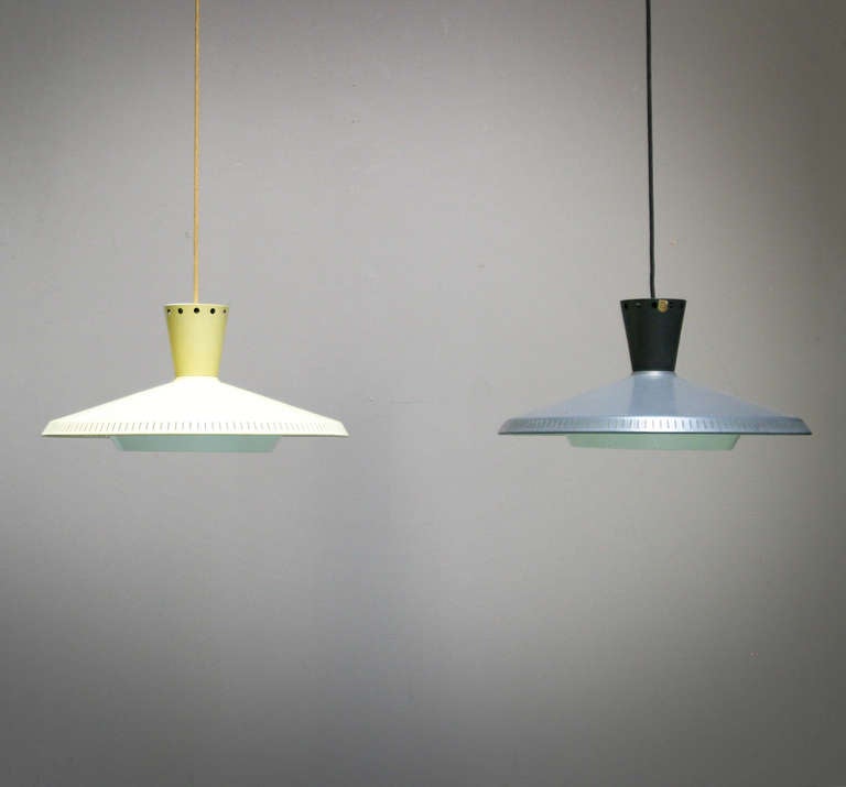 Set of Two Pendant Lamps by Louis Kalff for Philips, Dutch 1950’s For Sale 1