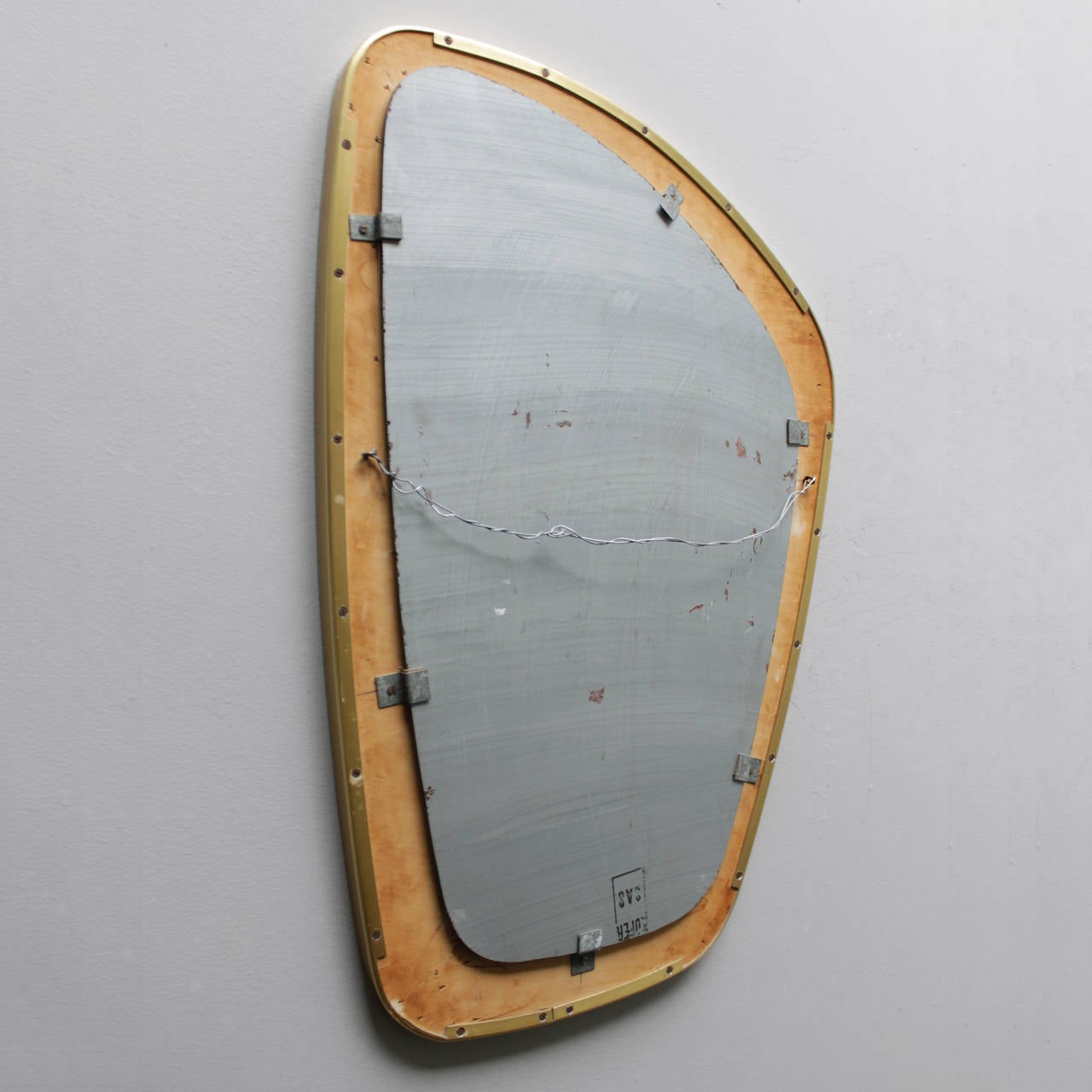 Brass Large Mid-Century Mosaic Tile Mirror