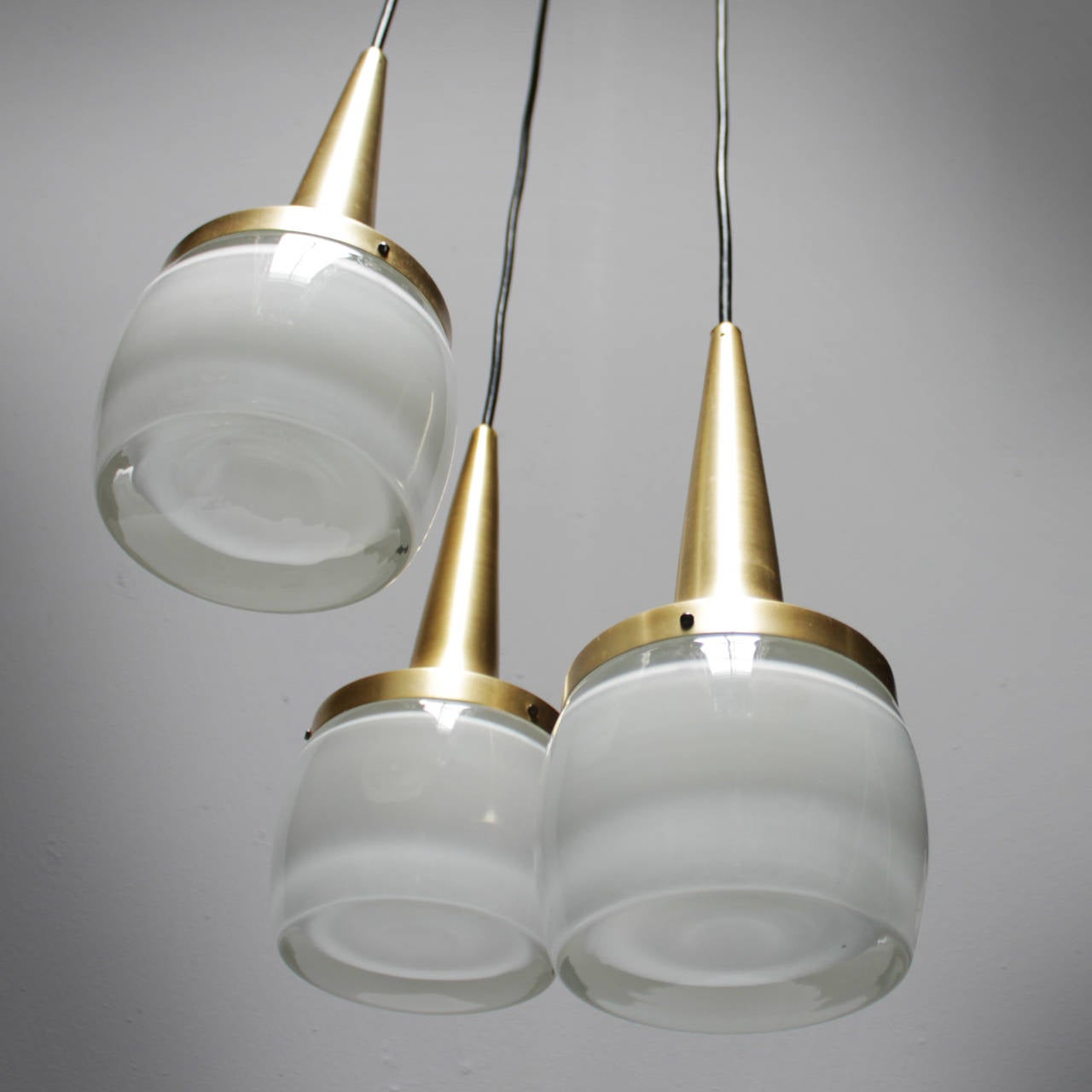 Brushed Fixture with Three Staff Pendants, Germany