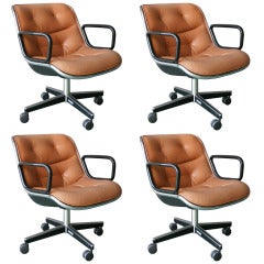 Four Leather Pollock 12E1 Chairs for Knoll