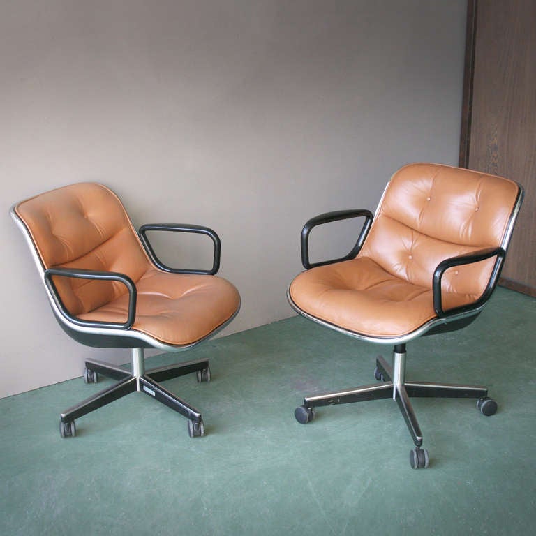 American Four Leather Pollock 12E1 Chairs for Knoll
