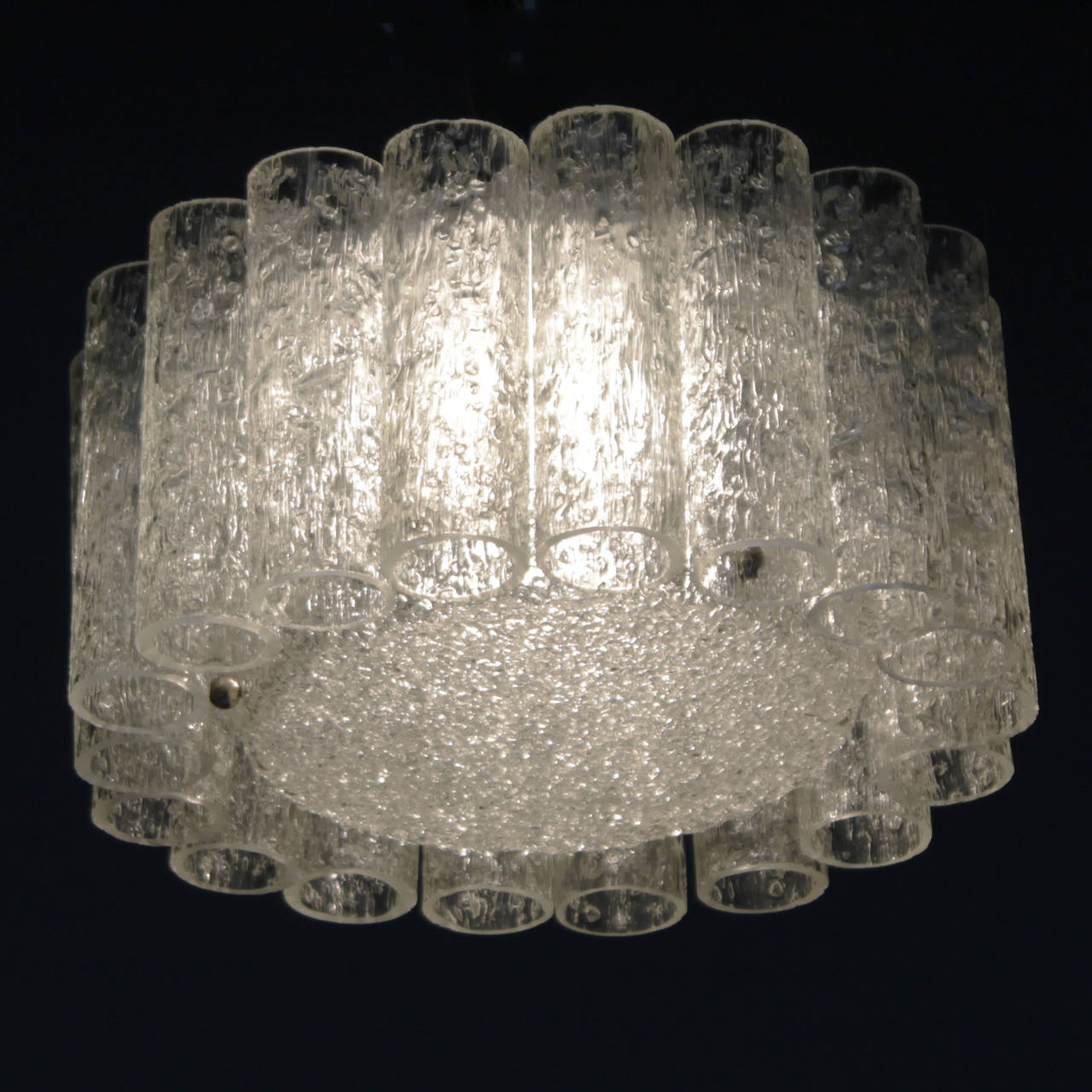 Brutalist Ice Glass Flush Mount by Doria