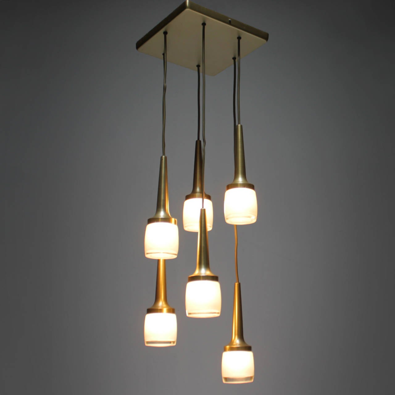 Mid-Century Modern Fixture with Six Staff Pendants, Germany For Sale