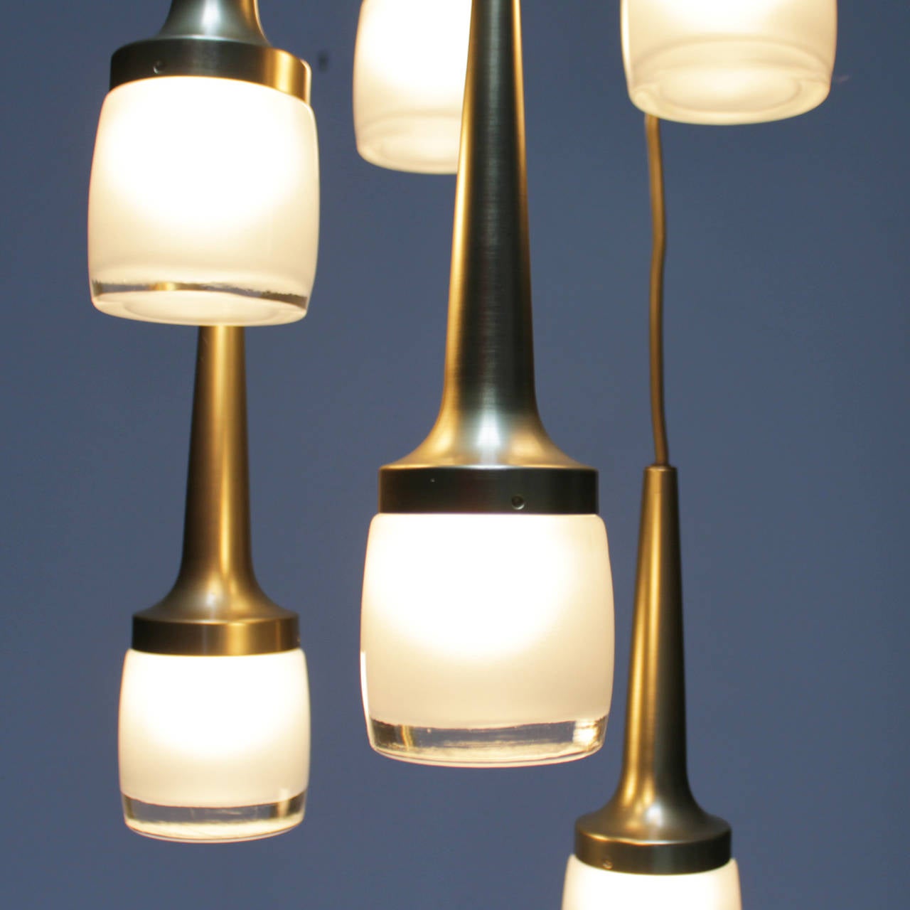 Mid-20th Century Fixture with Six Staff Pendants, Germany For Sale
