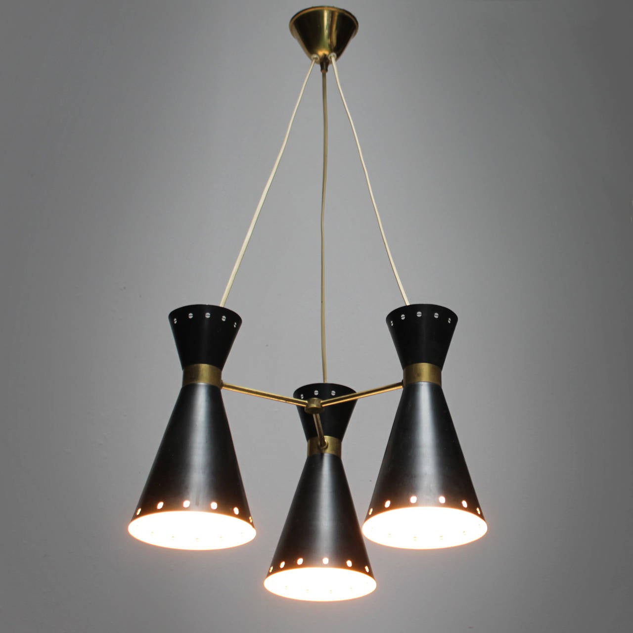 Scandinavian Modern Three Light Swedish Diabolo Pendant