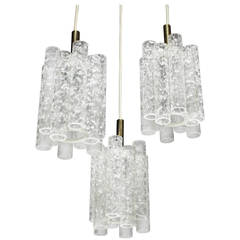Brutalist Ice Glass Chandelier by Doria 6