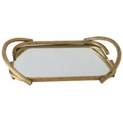 Vintage French Rope Mirror Serving Tray