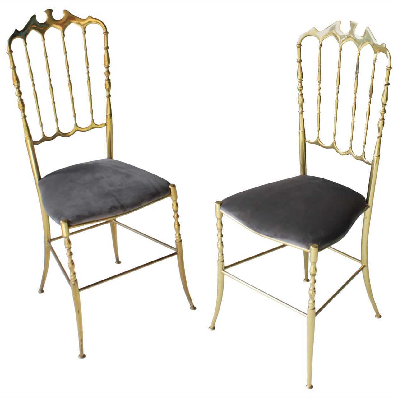 Pair of Brass Italian Chiavari Chairs