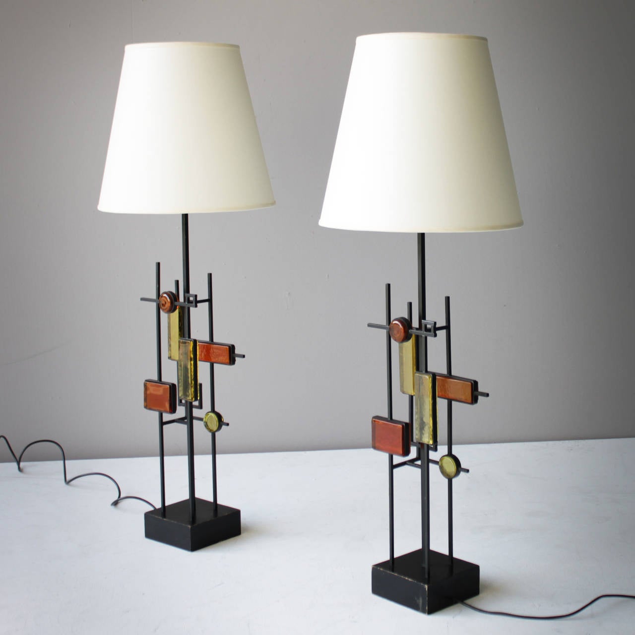 Glass Pair of Lamps by Svend Aage Holm Sorensen