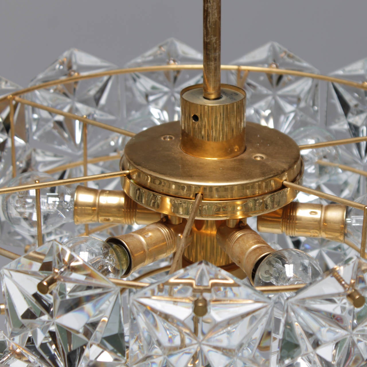 Gold-Plated Kinkeldey Chandelier with Hexagonal Crystals In Good Condition In JM Haarlem, NL