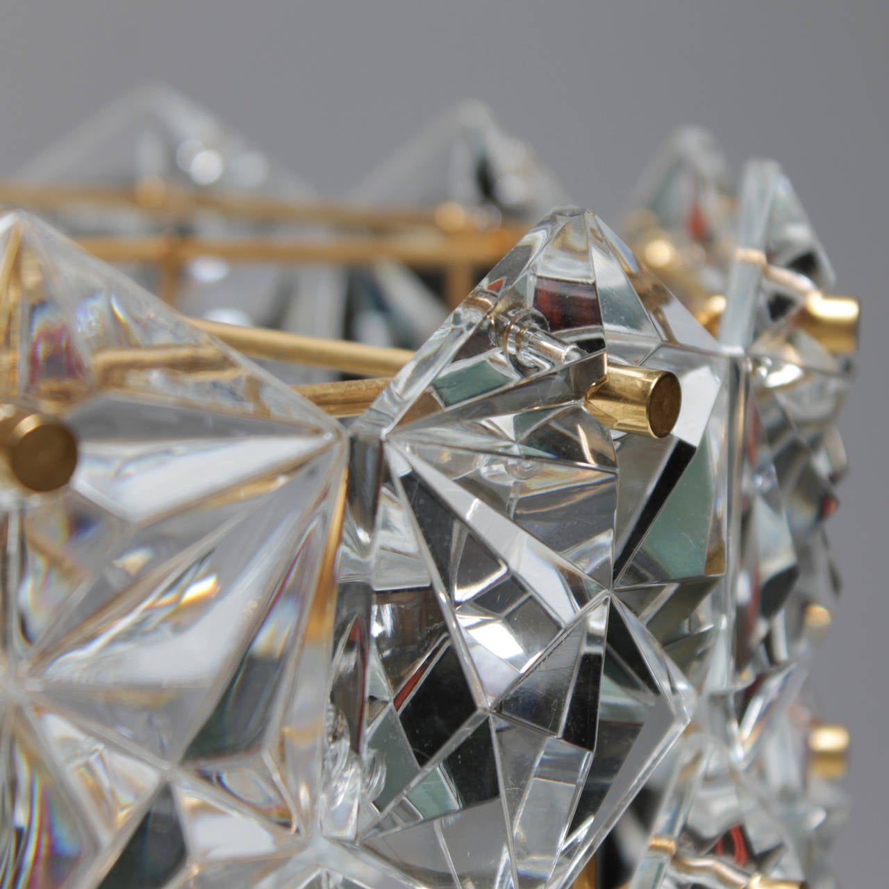 Gold-Plated Kinkeldey Chandelier with Hexagonal Crystals 3