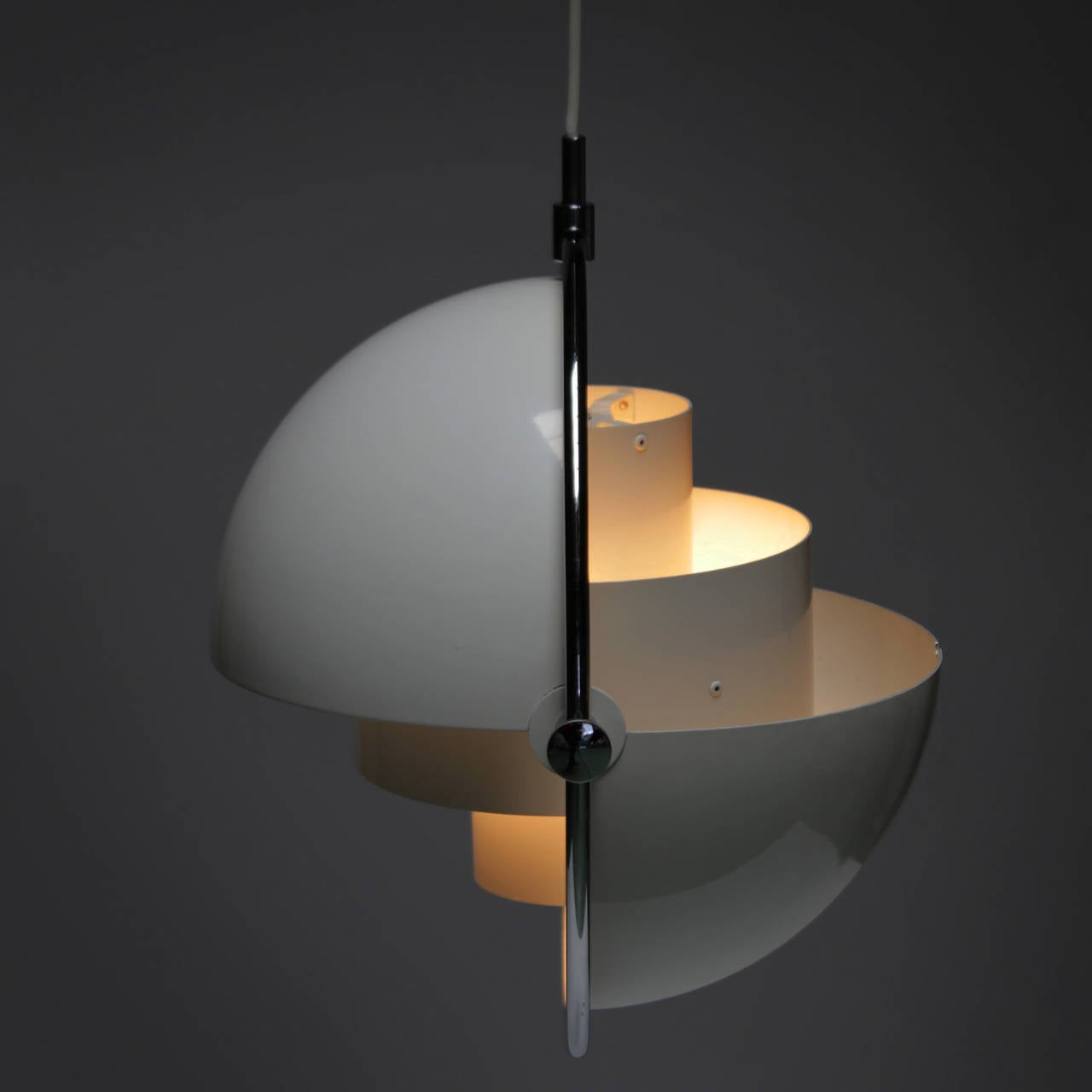 Rare white lacquered multi-lite pendant by Louis Weisdorf for Lyfa Denmark.