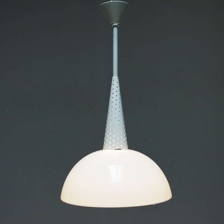 Mid-Century Modern French Pendant Holophane attributed to Mategot.