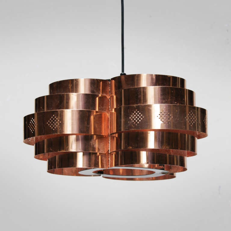 Copper Danish Pendant by Verner Schou for Coronell Elektro