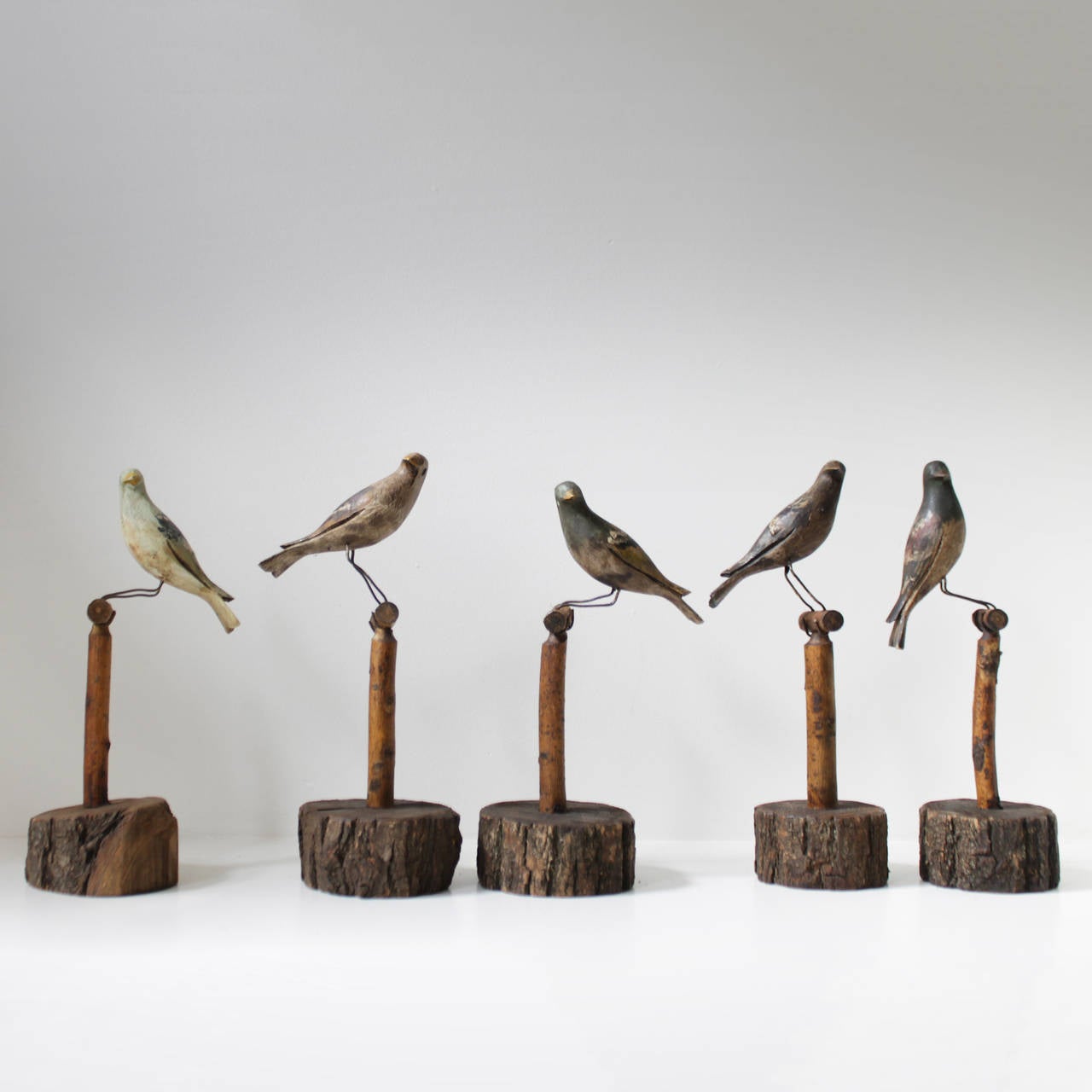 Mid-20th Century Five Wooden Scandinavian Decoy Birds