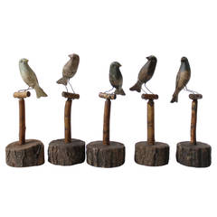 Vintage Five Wooden Scandinavian Decoy Birds