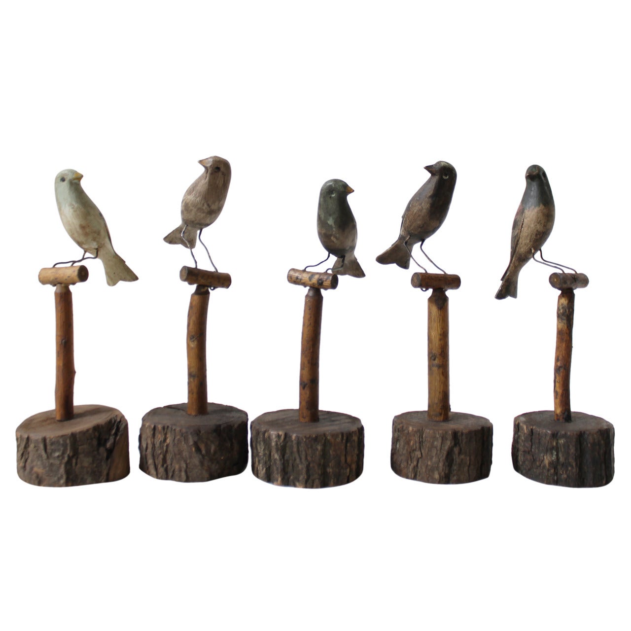 Five Wooden Scandinavian Decoy Birds