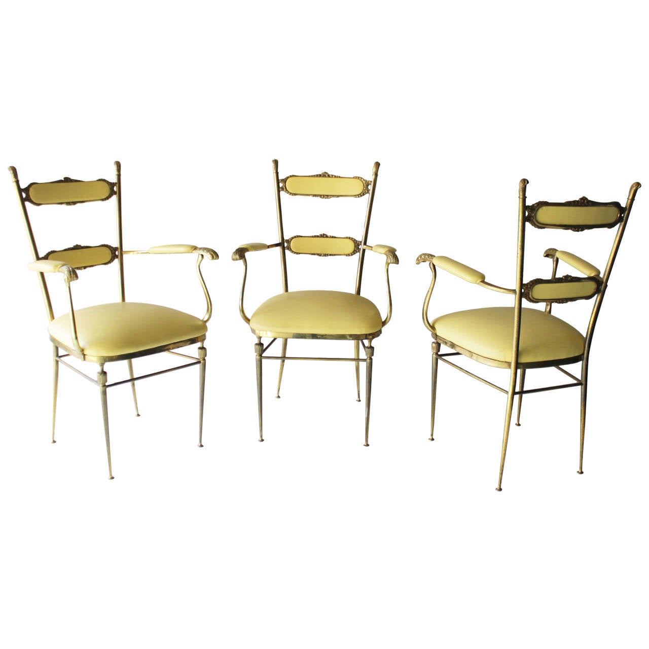 Three Brass French Chairs For Sale at 1stdibs