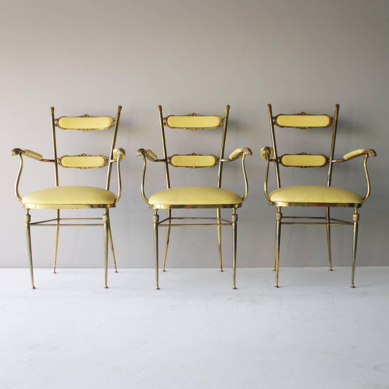 Three Brass French Chairs For Sale at 1stdibs