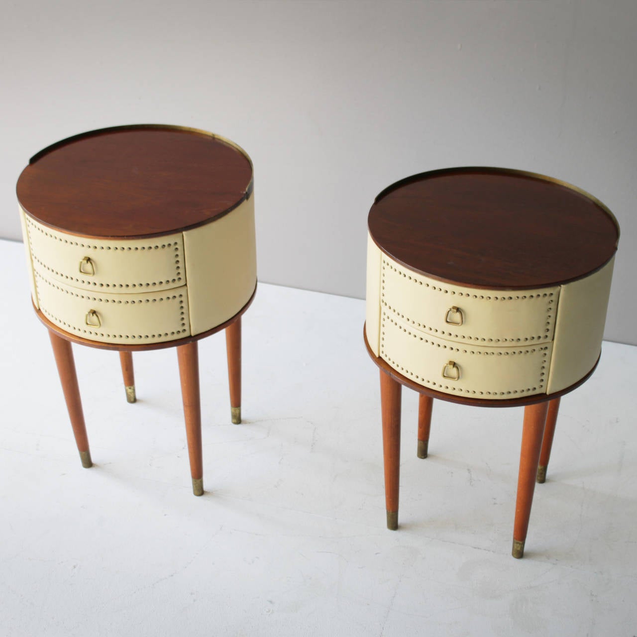 Brass Pair of Nightstands by Halvdan Petterson for Tibro