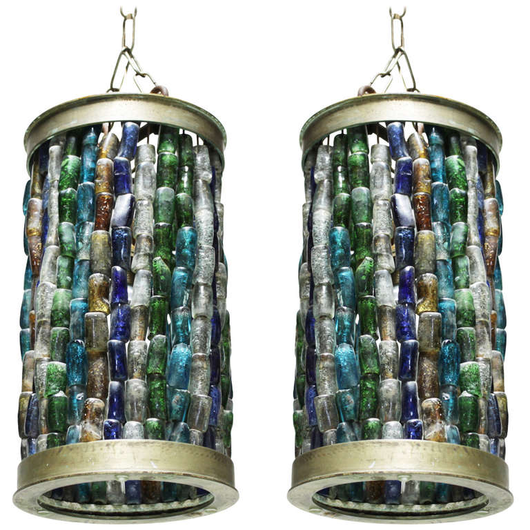 Pair of 'Hebron' glass pendants