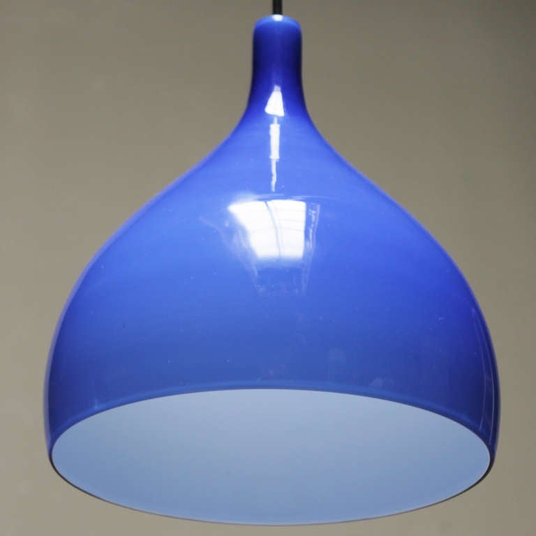 Mid-20th Century Pair of Blue Pendants by Venini Murano