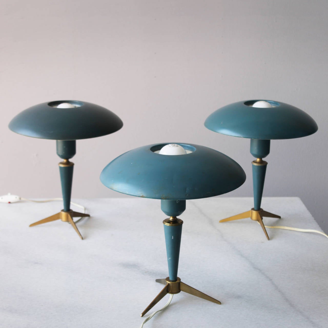 Lacquered Three Tripod Table Lamps by Louis Kalff for Philips