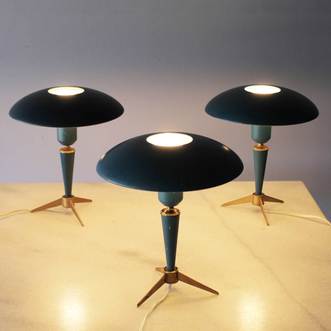 Metal Three Tripod Table Lamps by Louis Kalff for Philips