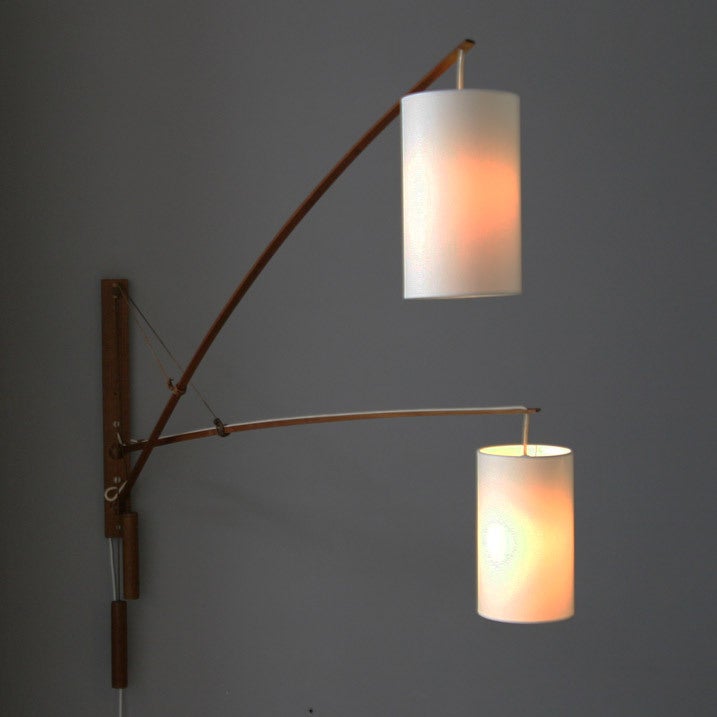 Danish teak double wall lamp 2