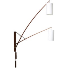 Danish teak double wall lamp
