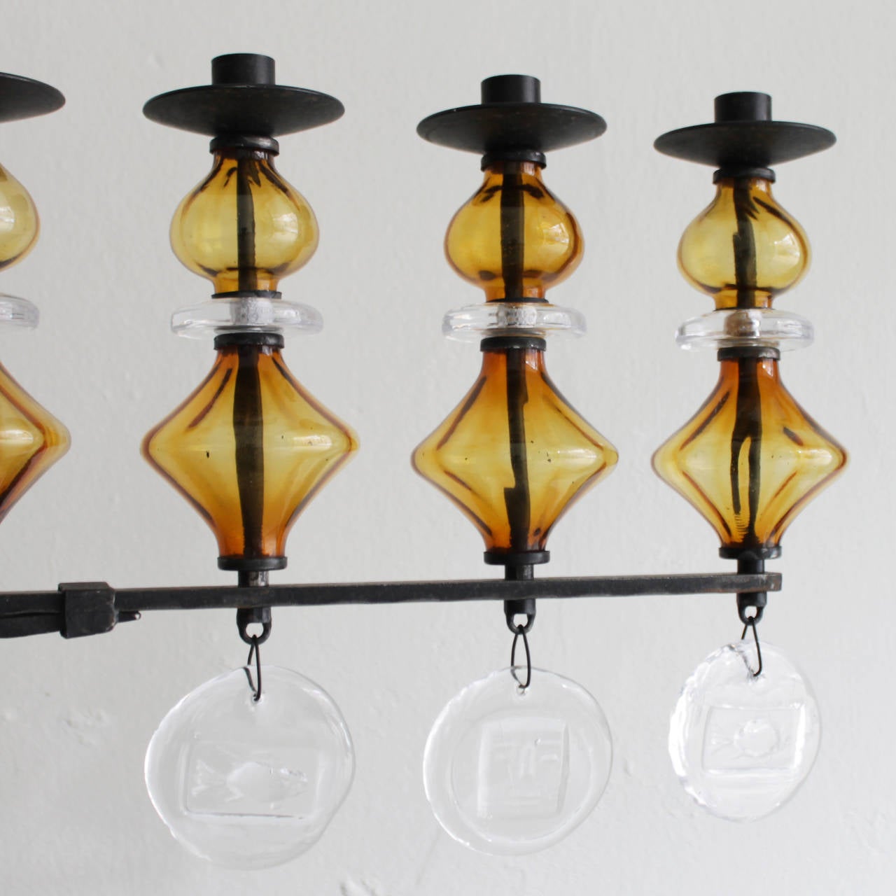 Blown Glass Large Seven-Arm Candleholder by Erik Hoglund, Sweden For Sale