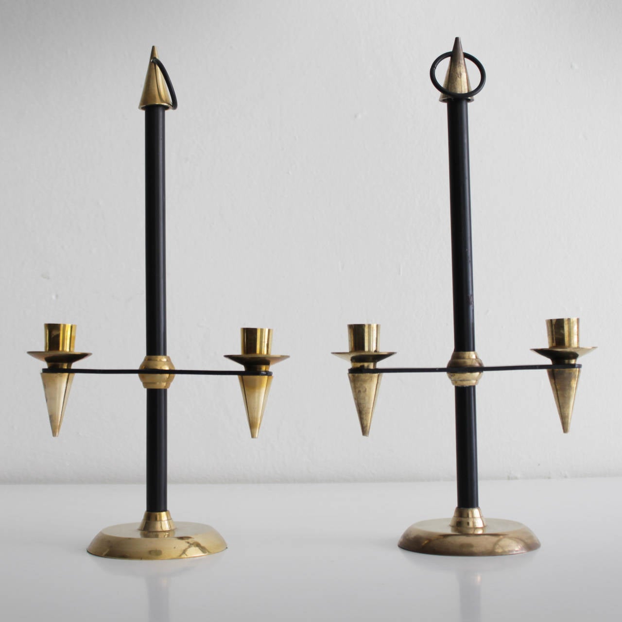 Mid-Century Modern Pair of Candlesticks Attributed to Gio Ponti