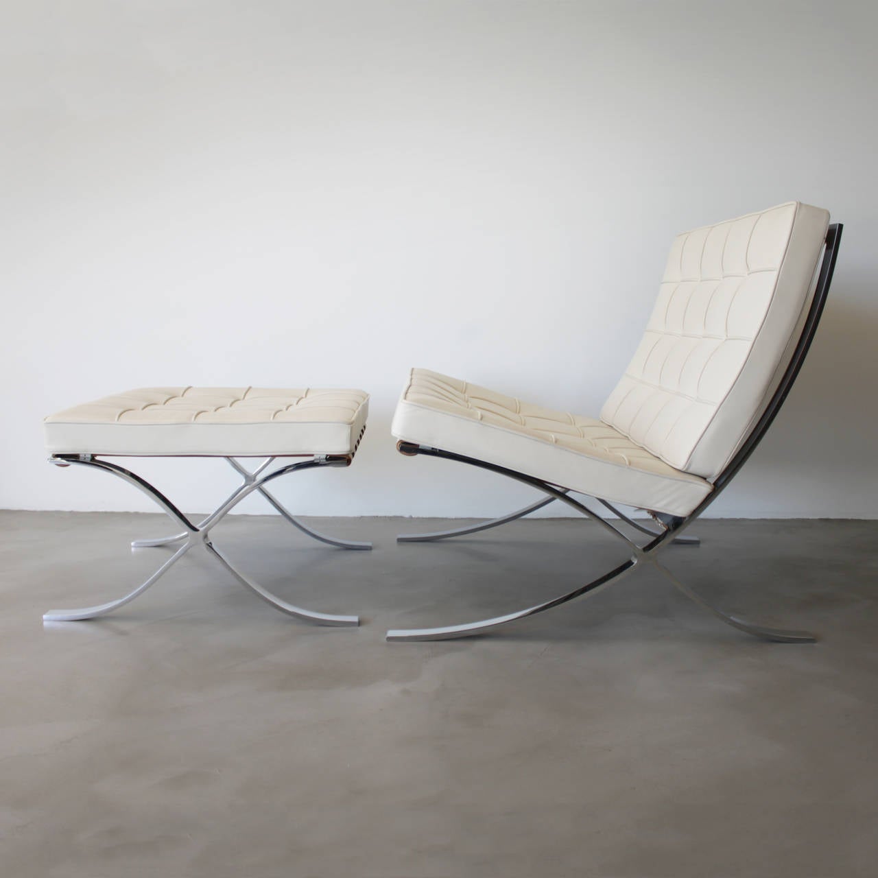 Mid-Century Modern Barcelona with Stool by Mies Van Der Rohe for Knoll